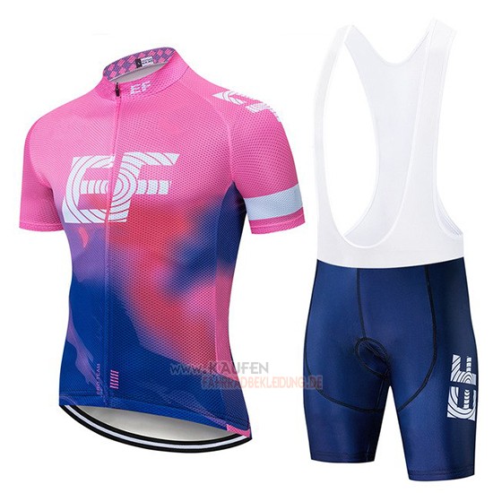 Ef Education First Kurzarmtrikot 2019 und Kurze Tragerhose Rosa Blau